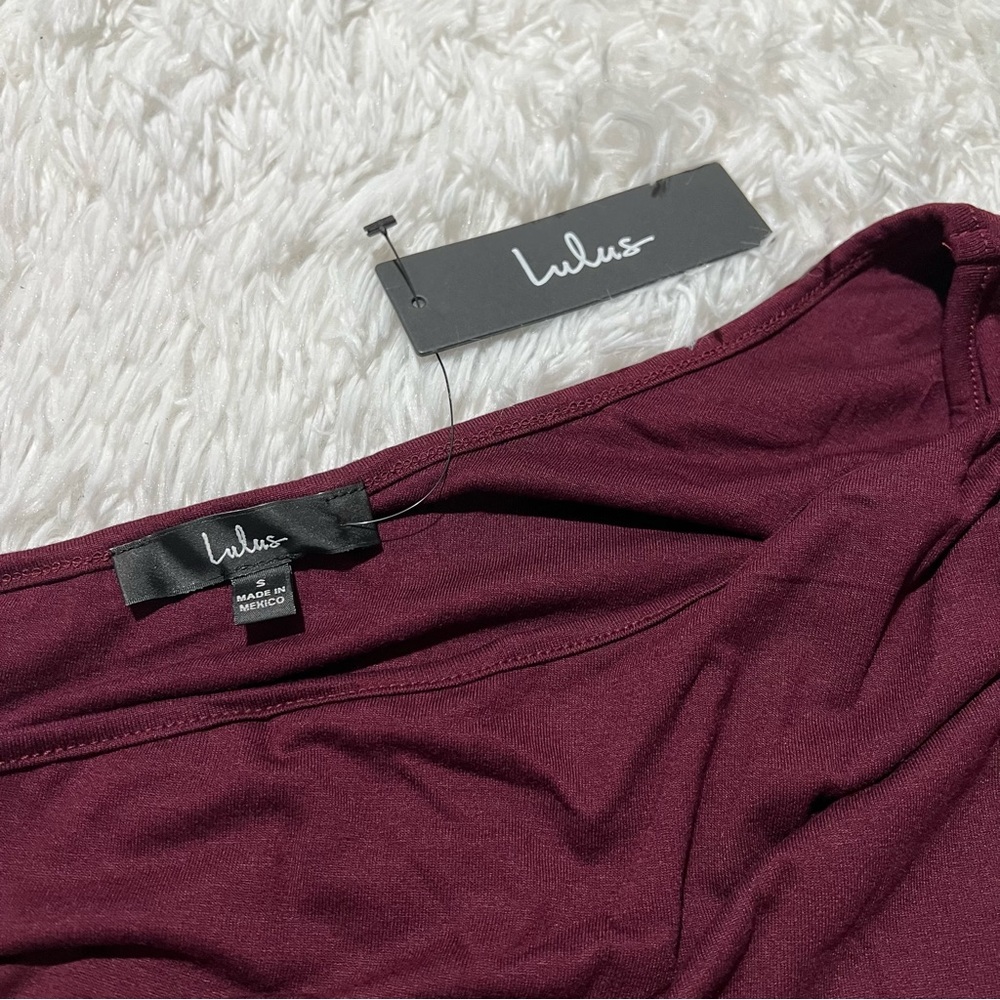 NWT LULUS Number One Babe Plum One-Shoulder Bodycon Midi Dress - Picture 4 of 10